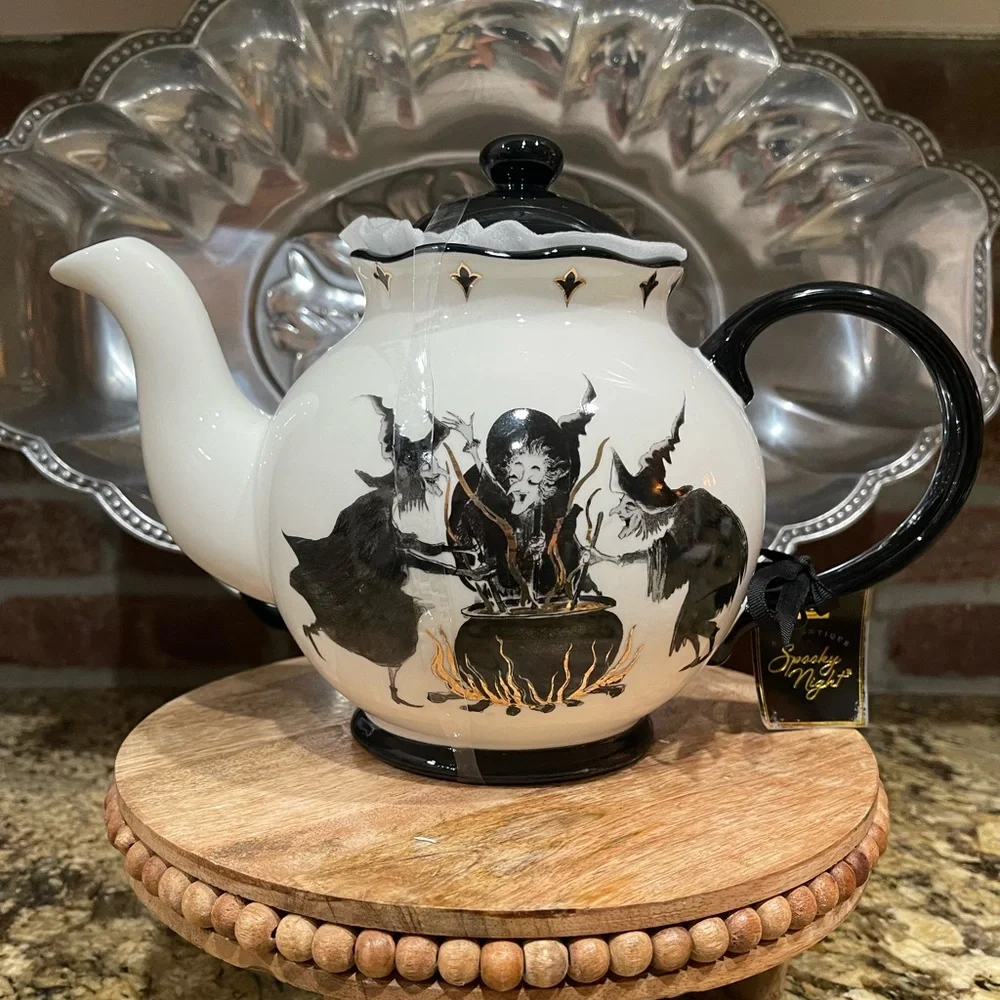 Potter’s Studio double sided teapot - halloween three witches and flying witch